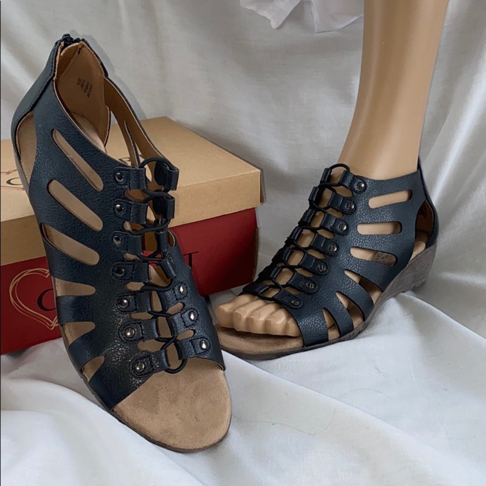 Sears iComfort Women's Black Zippered-Heel Gladiator Sandals